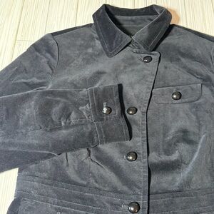 Talbots Petites 8P Black Velvet Button Front Jacket – Tailored Peplum Style